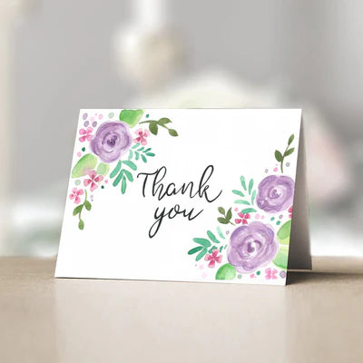 Thank You - Purple & Red Flowers